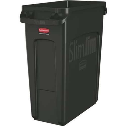Rubbermaid Commercial Slim Jim 16 Gal Black Trash Can, Package Of 4 Rubbermaid Commercial Slim Jim 16 Gal Black Trash Can, Package Of 4