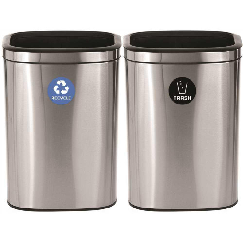 Alpine Industries 21 Gallon Ss Decorative Slim Recycling And Trash Package Of 2 Alpine Industries 21 Gallon Ss Decorative Slim Recycling And Trash Package Of 2