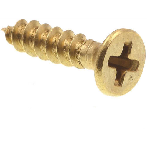 Generic Wood Screws, Flat Hd, Phil Dr, #4 X 1/2in, Brass, Package Of 25