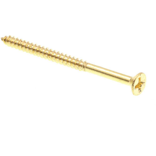 Generic Wood Screws, Flat Hd, Phil Dr, #6 X 2in, Brass, Package Of 50