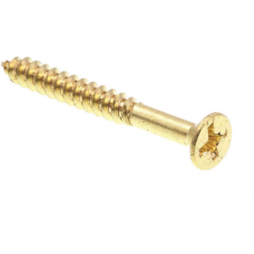 Generic Wood Screws, Flat Hd, Phil Dr, #8 X 1-1/2in, Brass, Package Of 25