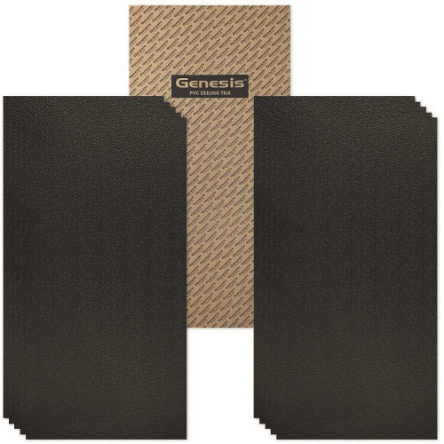 Genesis 2ft X 4ft Stucco PRO Black Lay In Ceiling Tile, Carton Of 10