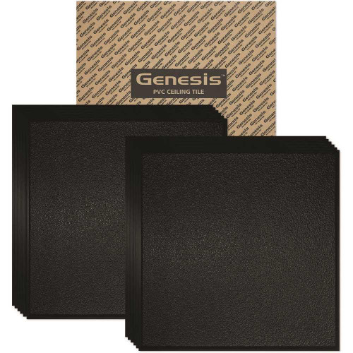 Genesis 2ftx2ft Stucco PRO Revealed Edge Black Lay In Ceiling Tile, Carton Of 12