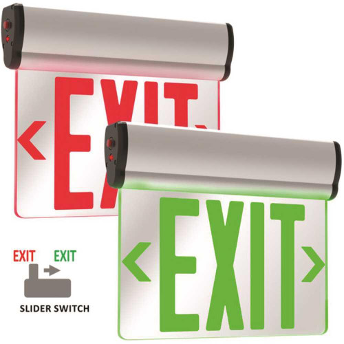 Halco LED Edgelit Exit Sign, Red/green Letters, Single/double Face, Aluminum Halco LED Edgelit Exit Sign, Red/green Letters, Single/double Face, Aluminum
