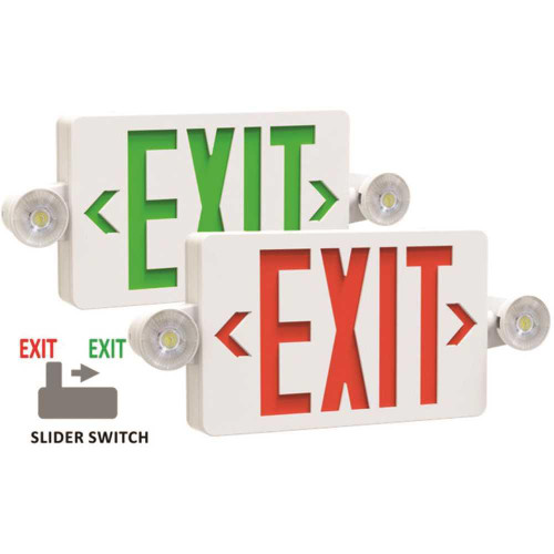 Halco LED Exit Sign, Light Combo, Red/green Letters, Single/double Face, White