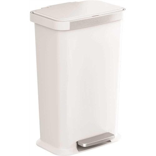 Hls Commercial 13.2 G / 50 Liter White Plastic Step Pedal Trash Can-Odor Filter