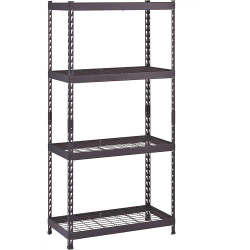 Husky 4-Shelf Steel Heavy-Duty Garage Storage Shelving Unit In Black