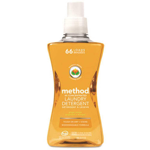Method 4x Concentrated Laundry Detergent Ginger Mango 53.5 Oz Bottle Carton Of 4