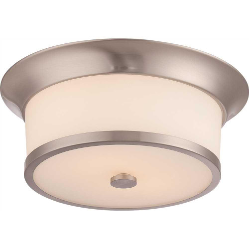 Nuvo Lighting Two-Light Ceiling Fixture, 13-1/8 Dia X 5-1/8"h, Brushed NICKEL