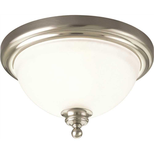 Progress Lighting NICKEL One-Light Flush Fixture With Etched Glass 12 X 7 Progress Lighting NICKEL One-Light Flush Fixture With Etched Glass 12 X 7