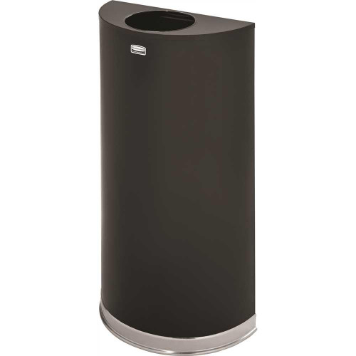Rubbermaid Commercial 12 Gal Blk Steel Half-Rond Open Tp Trsh Can W/ Rigid Liner