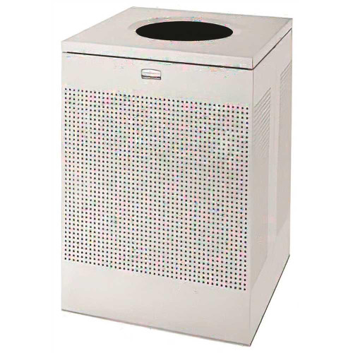 Rubbermaid Commercial Silhouetes Opn Top Sqr 50g Receptacle, Slvr W/plastic Linr