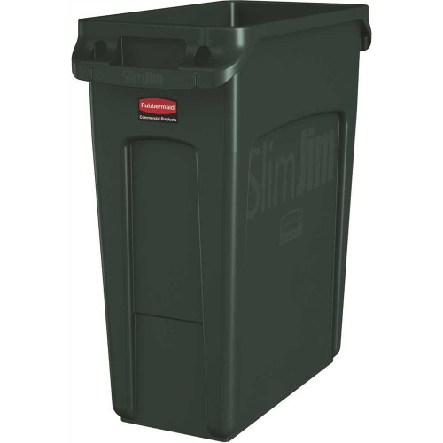 Rubbermaid Commercial Slim Jim 16 Gal Green Trash Can, Package Of 4 Rubbermaid Commercial Slim Jim 16 Gal Green Trash Can, Package Of 4