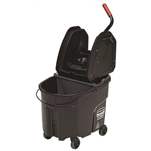 Rubbermaid Commercial Wavebrake 1120 Oz Black Down Press Mop Bucket