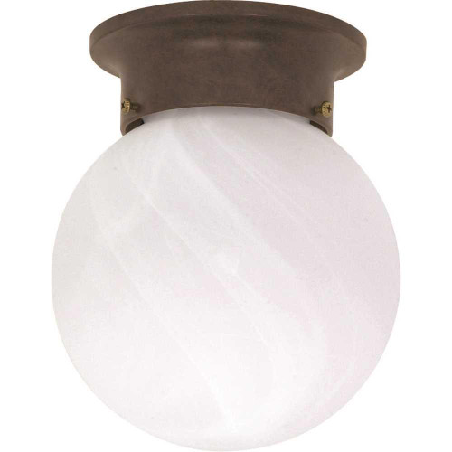 SATCO Bronze One-Light 6 Ball Flush Fixture With Alabaster Glass