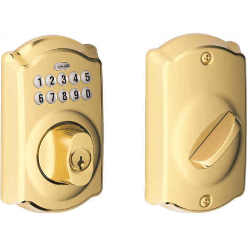 Schlage Camelot Keypad Deadbolt With Turn-Lock, Brass