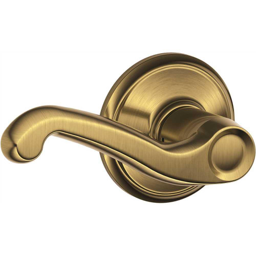 Schlage F-Series Lock F10 Passage Flair Lever Style Antique Brass Schlage F-Series Lock F10 Passage Flair Lever Style Antique Brass