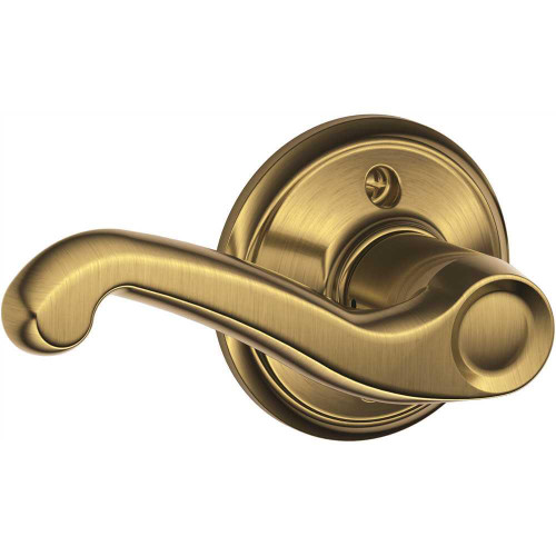 Schlage Residential F Ser Dmy Lt Hand Satin Brass Clear Finish Flair Lever
