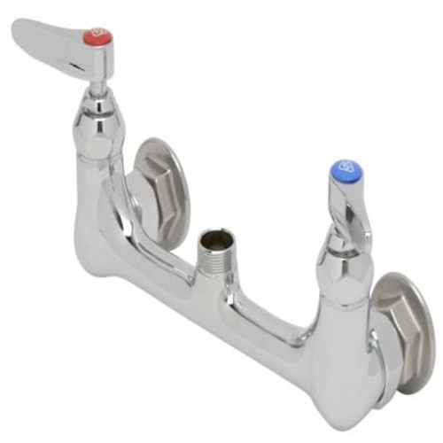 T&S Double Pantry Swivel Base Faucet, Wall Mount, 8" Centers, Less Nozzle