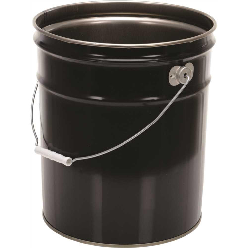 Vestil Steel Pail With Handle, 5 Gallon Capacity, Black Package Of 3 Vestil Steel Pail With Handle, 5 Gallon Capacity, Black Package Of 3