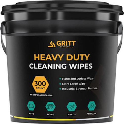 Gritt Commercial Heavy Duty 10x12" Multi-Surface Hand-Tool Wet Cleaning Wipes