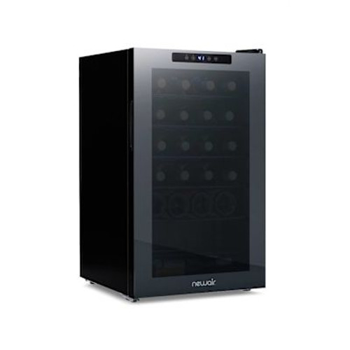 NewAir Shadow Series Wine Cooler Refrigerator 24 Bottle, Freestanding Mirrored Wine Fridge With Tempered Glass Door
