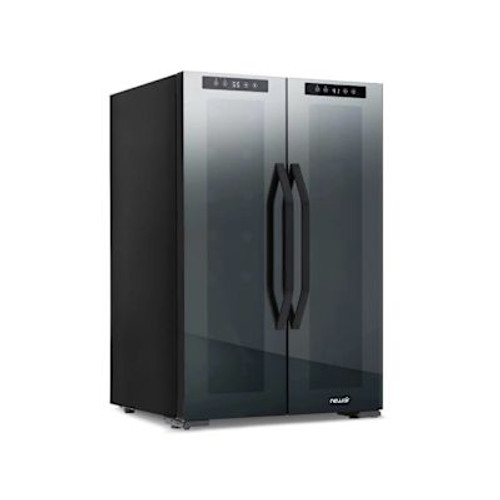 NewAir Shadow Series Wine Cooler Refrigerator 12 Bottle & 39 Can Dual Temp Zones, Freestanding Mirrored Wine Beverage Fridge