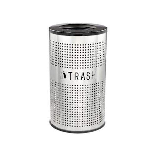 Alpine Industries 26 Gallon  Stainless-Steel Round Perforated Trash Can With Lid