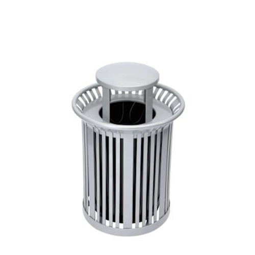 Alpine Industries 36 Gallon Outdoor Silver Trash Can Receptacle Bin With Lid