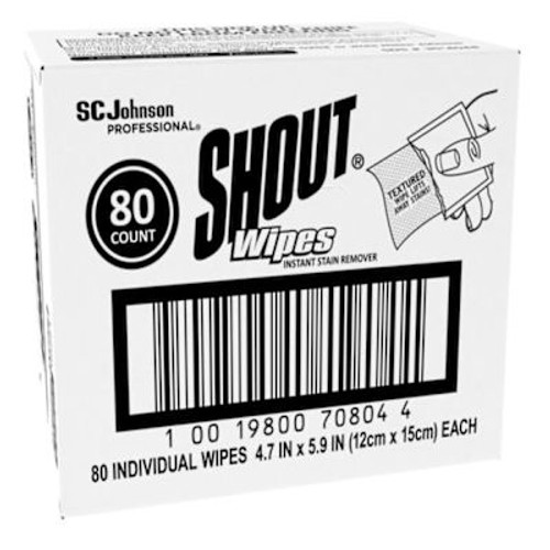 Shout Wipe & Go Instant Stain Remover, 4.7 X 5.9, Carton Of 80