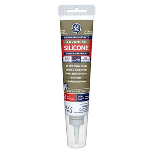 GE 2.8 Oz Silicone II Kitchen And Bath Caulk, Clear, Case Of 12
