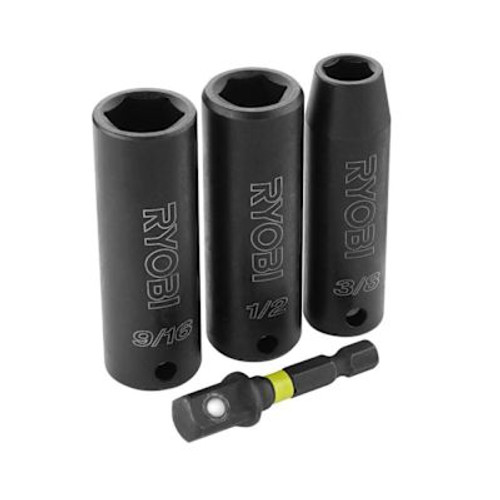 Ryobi 3/8" Drive Sae Impact Socket Set, 4 Piece