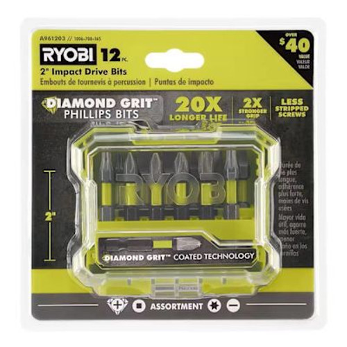Ryobi 2" Diamond Grit Impact Drive Bits, 12 Piece