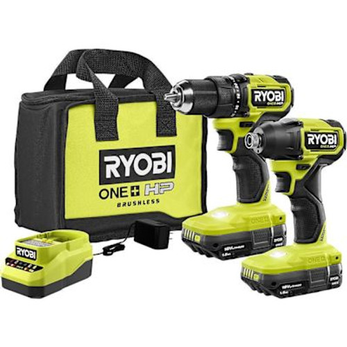 Ryobi One+ HP 18v Brushless Cordless Compact 1/2" Drill And Impact Driver Kit