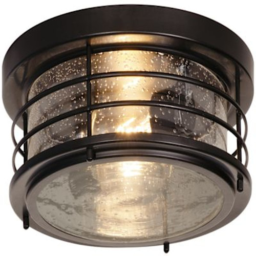 AFX Archer 13 In. Medium Base Flush Mount Black 120v