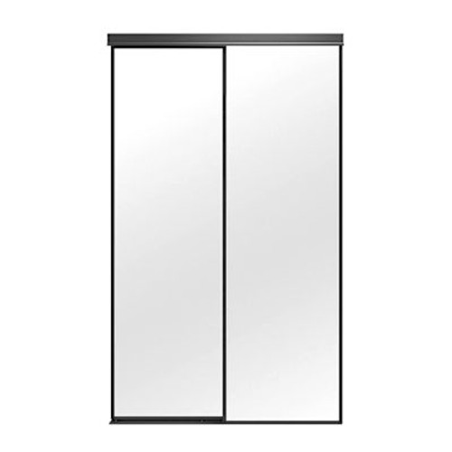 Renin 220 Series Mirror Bypass Door, Framed, Black, 72" X 80"