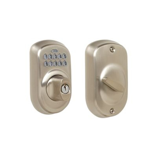 Schlage Plymouth Keypad Deadbolt With Turn-Lock, Satin NICKEL