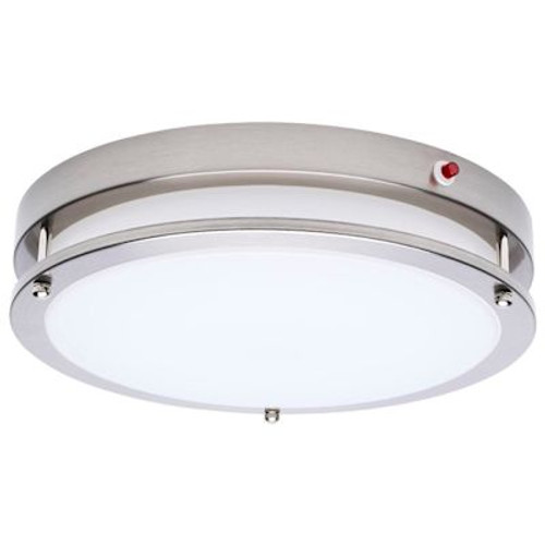 SATCO 13 Inch LED Glamour Flush Mount With Emergency Battery, 5 Cct, Brushed Nickel