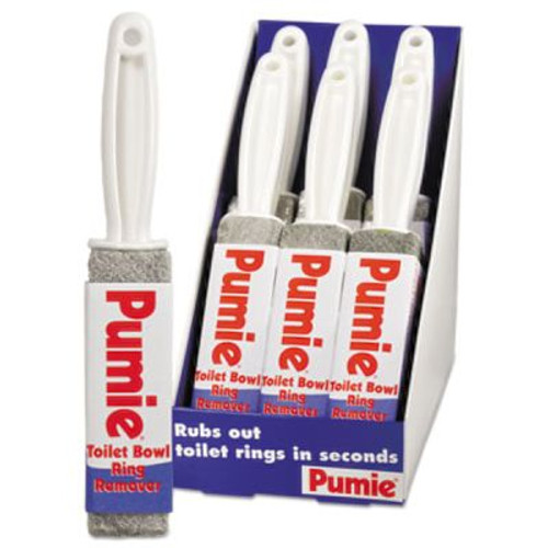 Pumie Toilet Bowl Ring Remover With Handle, Pumice Gray, Carton Of 6