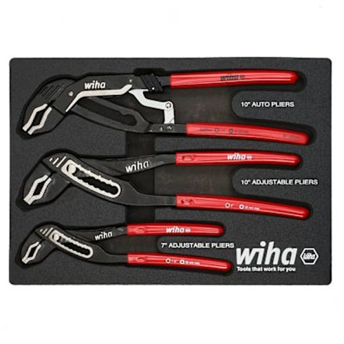 WIHA  3 Piece Classic Grip V-Jaw Tongue And Groove Pliers Tray Set