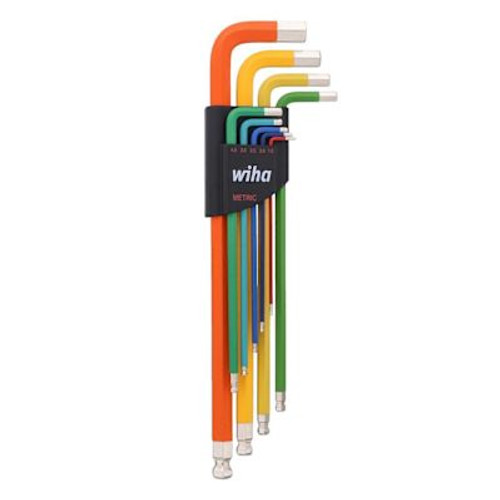 WIHA  9 Piece Ball End Color Coded Hex L-Key Set - Metric