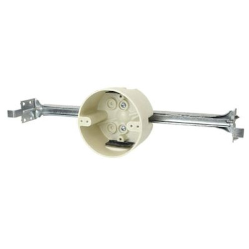 Allied Moulded New Work Round Ceiling Box With Bar, 4" Diameter, 22-1/2 Cu. In.