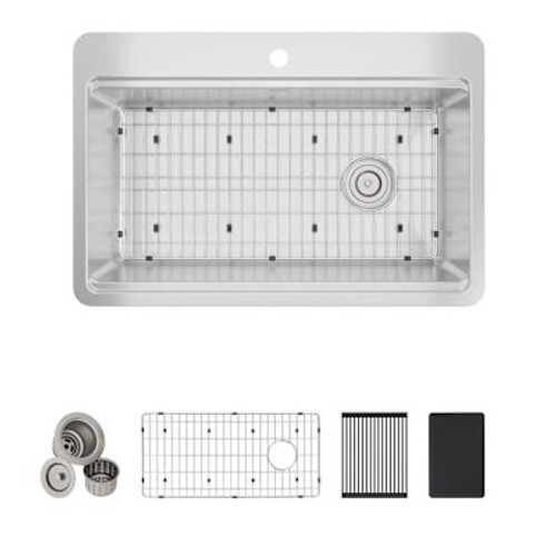 Elkay Crosstown Stainless Steel 33 X 22 X 9" 1-Hole Single Bowl Dual Mount Sink