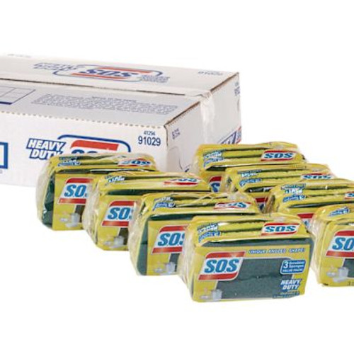 S.O.S. Heavy Duty Scrubber Sponge, Yellow/green, Carton Of 24