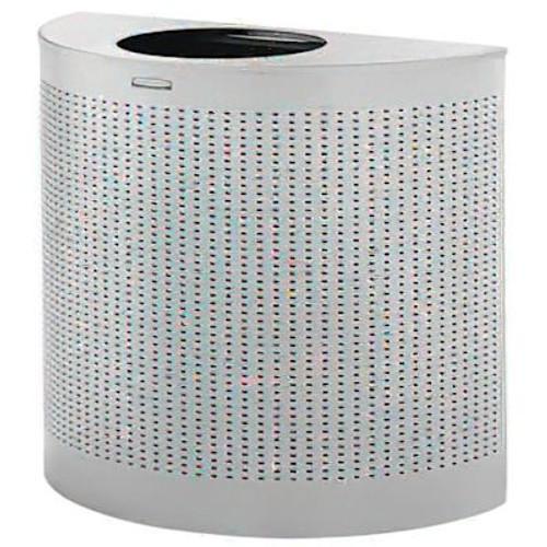 Rubbermaid Commercial Silhouettes Opn Top Half Round 12 Gallon Receptacle, Silvr