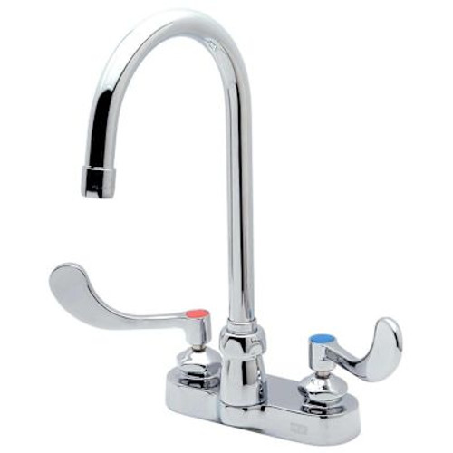 Zurn Gsneck Faucet, 4" Centerset, 5 3/8" Spout, 2.0 Gpm Flow Ctrl, 4" Wrist Blds