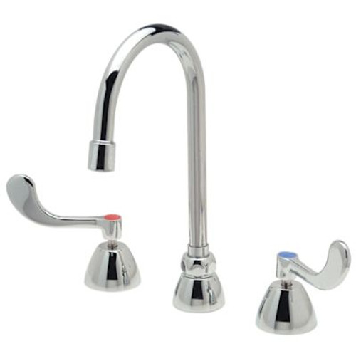 Zurn Widespread Gsneck Faucet, 5 3/8" Spout, 0.5 Pressure-Comp Spray, Wrst Blds