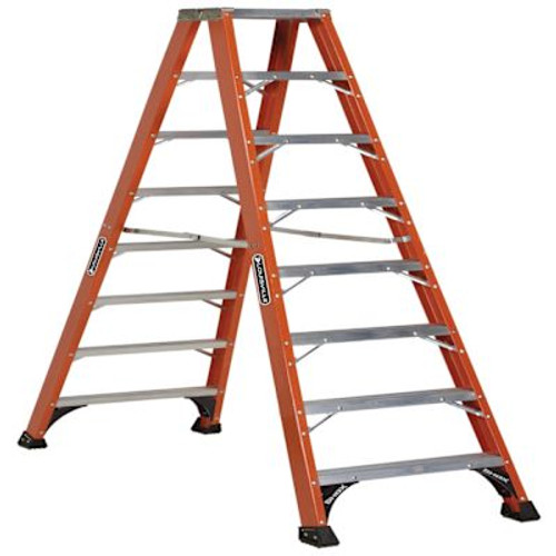 Louisville Ladder Fm1400hd 8 Ft. 375 Lb. Fiberglass 7-Step Twin Step Ladder