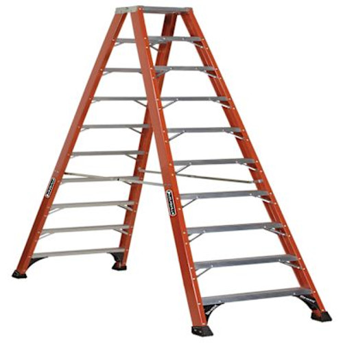 Louisville Ladder Fm1400hd 10 Ft. 375 Lb. Fiberglass 9-Step Twin Step Ladder