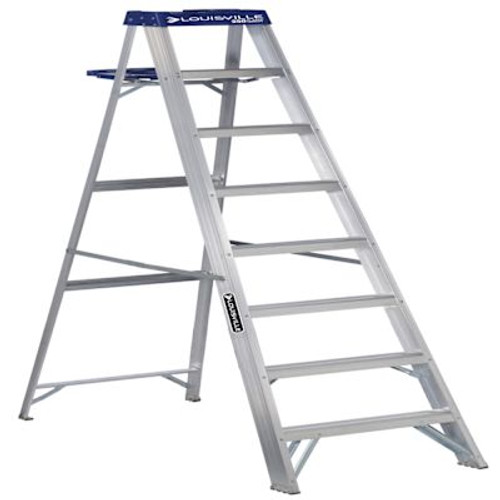 Louisville Ladder As2100 8 Ft. 250 Lb. Aluminum Step Ladder W/ Molded Pail Shelf